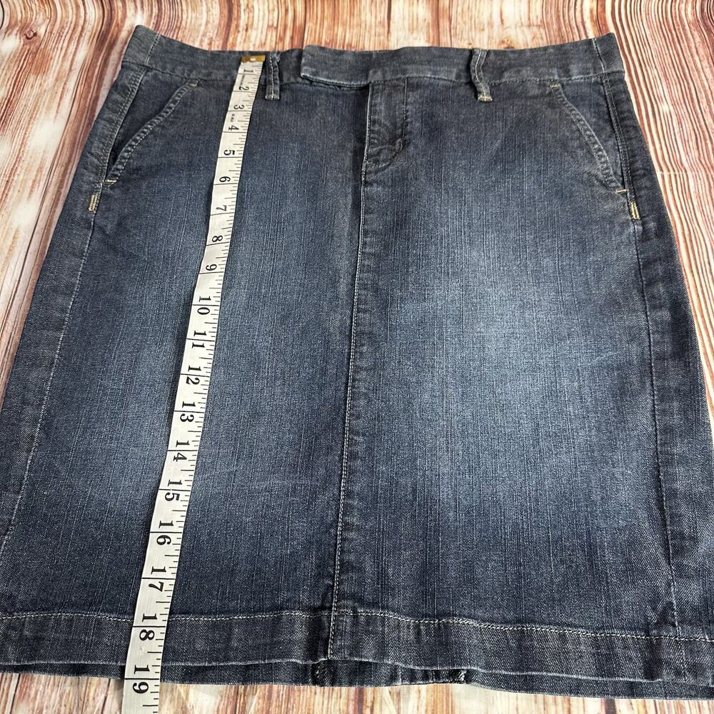 Converse All Star Size 6 Blue Jean Denim Knee Length Skirt Back Slit 32X18.75 - Picture 4 of 8